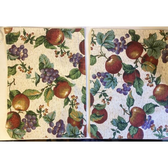 Set of 2 Apple Fabric Kitchen Placemats Orchard Design Tapestry Print Vineyard - Picture 6 of 7